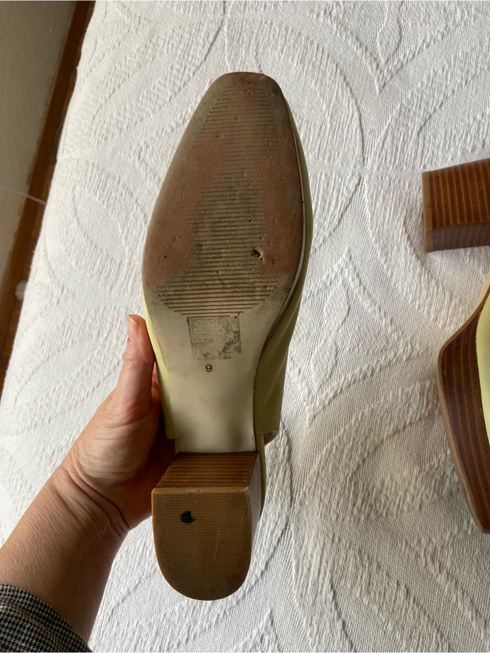 INTENTIONALLY BLANK Pale Yellow Slingback Block Heel Sandals - Picture 4 of 4